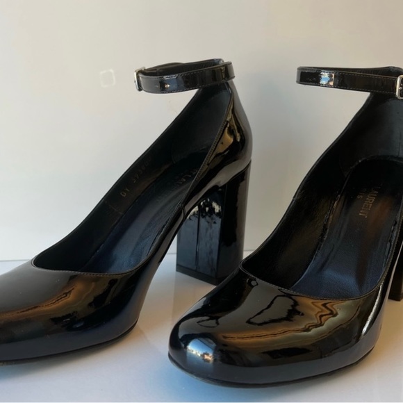 Saint Laurent black patent leather ankle block heeled shoes - Picture 4 of 7